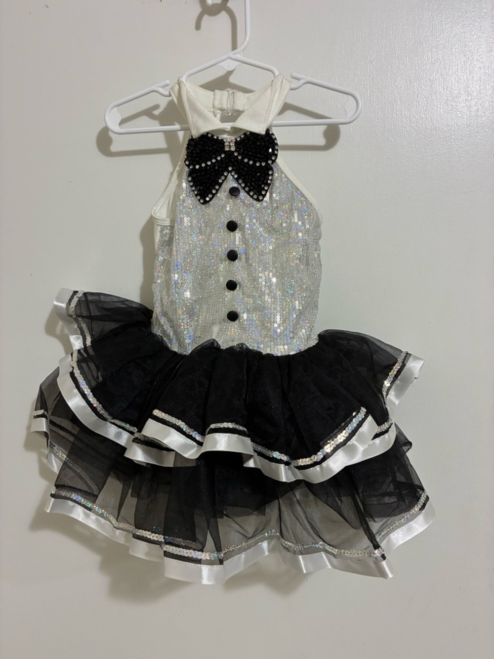 Revolution Black & White Sequin Tutu Dance Costume size 4